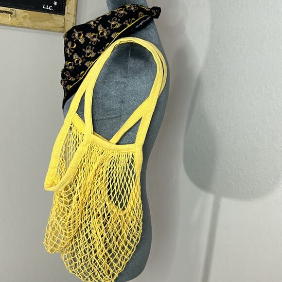 Style Bundle- Go Bananas - square cotton scarf and reusable mesh bag- yellow - Picture 2 of 6